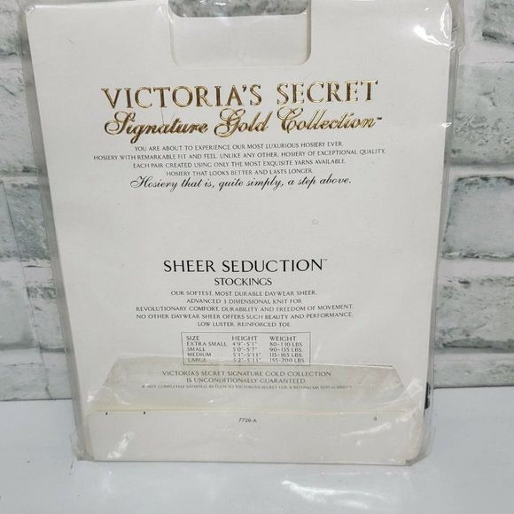 Victorias Secret XS Signature Gold Collection BLK Sheer Seduction Stockings NOS - Picture 5 of 6